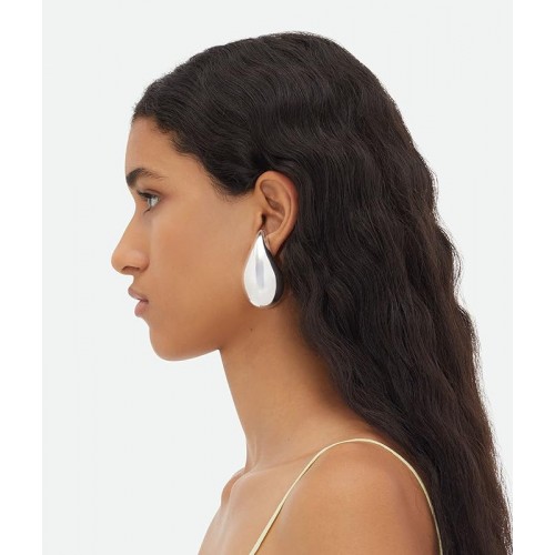 Extra Large Teardrop Earrings Oversized Chunky Silver Hoop image