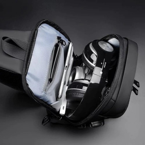 Sling Bag with USB Charging Port & Adjustable Straps-Black image