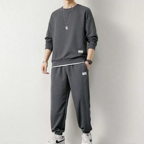 Men's Waffle Tracksuit For Spring & Autumn (2Pcs) Dark Grey image