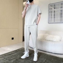 Men's Short Sleeve Ice Silk Leisure Tracksuits - White