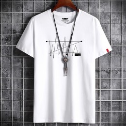 New Korean Style Men's Short-Sleeved Cotton T-Shirt - White
