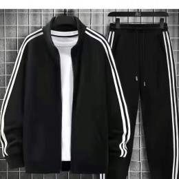 Men's White Tracksuit with Black Stripes Sporty & Stylish