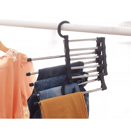 The Space-Saving Stainless Steel Pants Hanger-Black image
