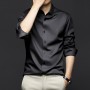 Men's Long-Sleeve Ice Silk Business Shirt - Black