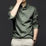 Men's Long-Sleeve Ice Silk Business Shirt - Green