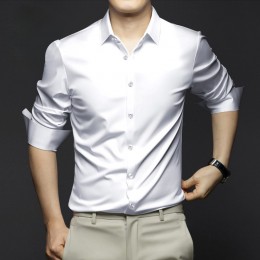Men's Long-Sleeve Ice Silk Business Shirt - White
