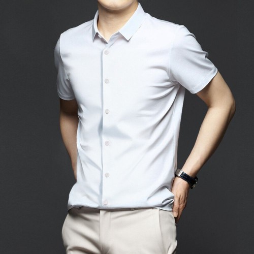Men's Long-Sleeve Ice Silk Business Shirt - White image