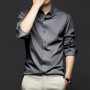 Men's Long-Sleeve Ice Silk Business Shirt - Dark Grey