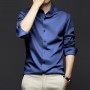 Men's Long-Sleeve Ice Silk Business Shirt - Navy Blue