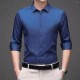 Men's Long-Sleeve Ice Silk Business Shirt - Navy Blue image