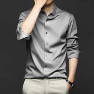 Men's Long-Sleeve Ice Silk Business Shirt - Grey