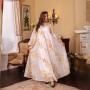 Luxury Sequined Party Dress with Burnt Flower Design -  White