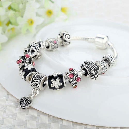 DIY European Silver Charm Bracelet With Murano Beads image