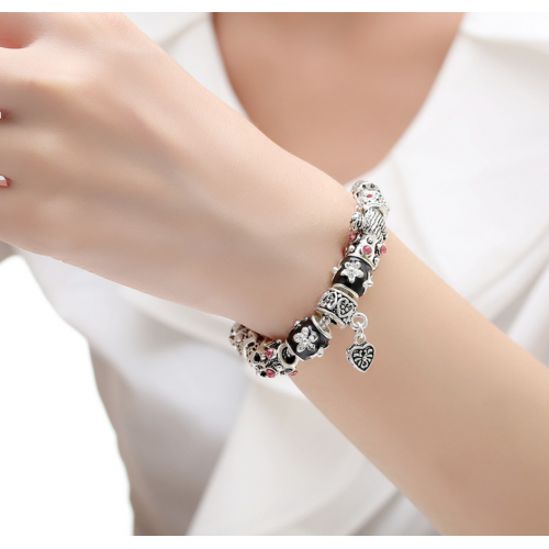 DIY European Silver Charm Bracelet With Murano Beads image