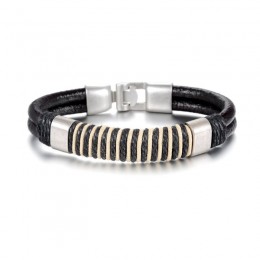 Men Black Color Silver Buckle Silicone Bracelet