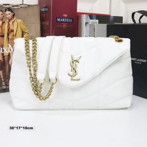 Luxurious White Quilted Leather Handbag SLV Style