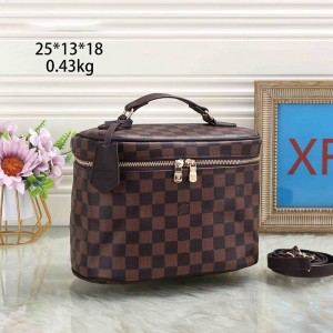 Brown Checkered Top Handle Handbag LV Style