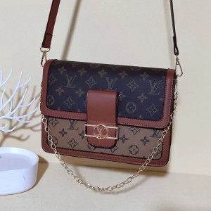 Brown Gold Buckle Crossbody Bag LV Style