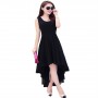 women's irregular beach Long Bohemian Chiffon Dress-Black
