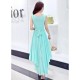 women's irregular beach Long Bohemian Chiffon Dress-Blue image