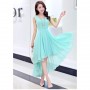 women's irregular beach Long Bohemian Chiffon Dress-Blue